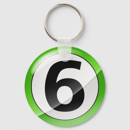 Nummer 6 groen Sleutelhanger (Voorkant)