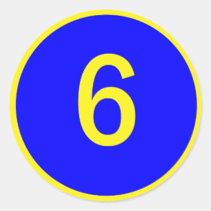 nummer 6 in een cirkel ronde sticker
