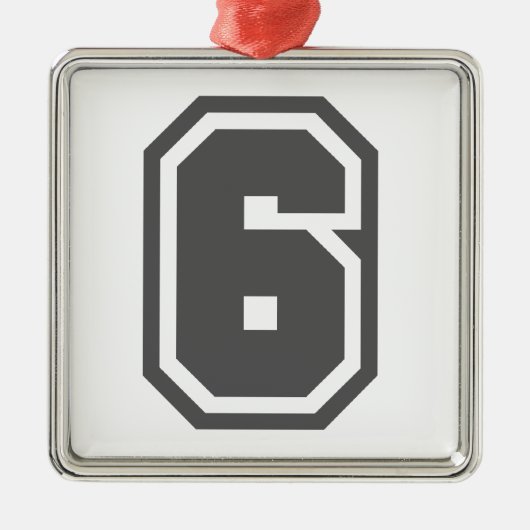 Nummer 6 metalen ornament (Voorkant)