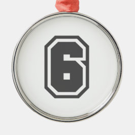 Nummer 6 metalen ornament