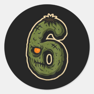 Nummer 6 Monster 67 Meme Matching Koppel Halloween Ronde Sticker