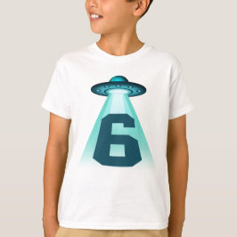 Nummer 6 Ontvoering UFO Alien Theme 6 Jaar Oude Ki T-shirt