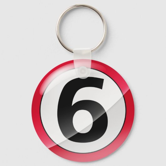 Nummer 6 rood Sleutelhanger (Voorkant)