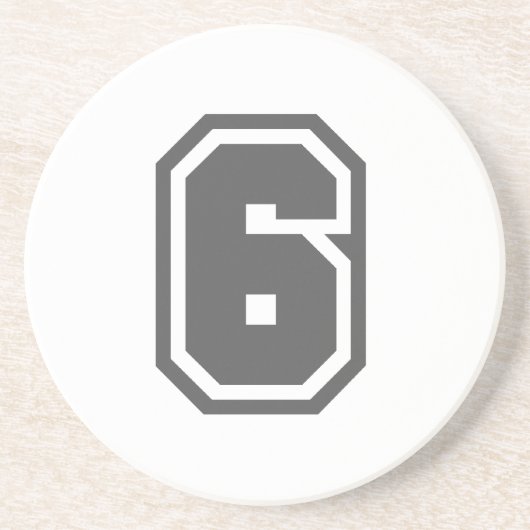 Nummer 6 zandsteen onderzetter (Voorkant)