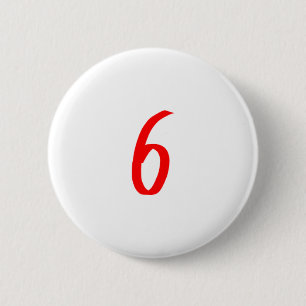 Nummer 6: zes rode kleuren ronde button 5,7 cm