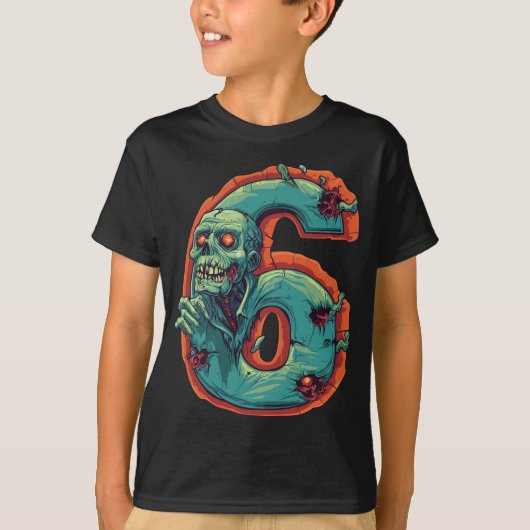 Nummer 6 Zombie Halloween 6 jaar oude Kinder T-shirt (Voorkant)