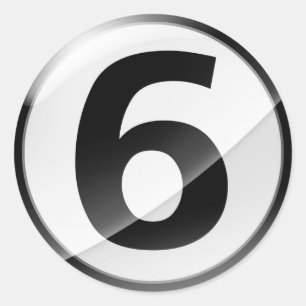 Nummer 6 zwarte sticker