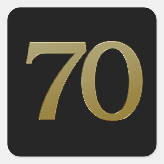 Nummer 70 Gold Square Sticker (Voorkant)