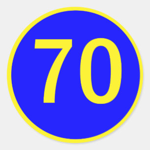 nummer 70 in een cirkel ronde sticker