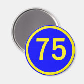 nummer 75 in een cirkel magneet (Voorkant / Achterkant)