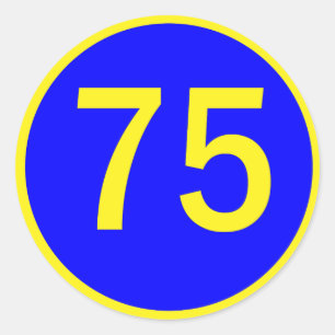 nummer 75 in een cirkel ronde sticker
