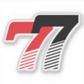 Nummer 77 Rood en Zwart Sticker (Voorkant)