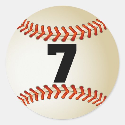 Nummer 7 Baseball Ronde Sticker (Voorkant)