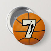 Nummer 7 Basketball en Player Ronde Button 7,6 Cm (Voorkant /achterkant)