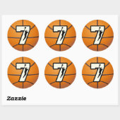 Nummer 7 Basketball en Player Ronde Sticker (Vel)