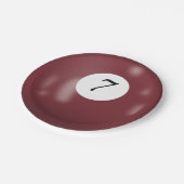 Nummer 7 biljartbal papieren bordje (Gekanteld)