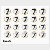 Nummer 7 goud ronde sticker (Vel)