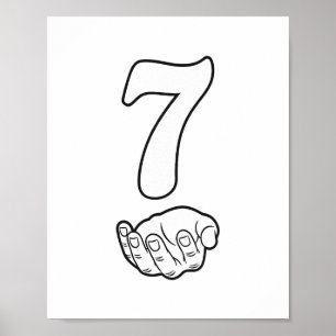 Nummer 7 Grappig 67 Zes Zeven Meme Handen Koppel M Poster
