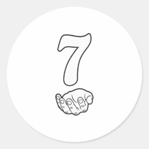 Nummer 7 Grappig 67 Zes Zeven Meme Handen Koppel M Ronde Sticker