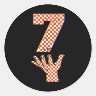 Nummer 7 Matching 67 Meme Geruite Halloween Kostuu Ronde Sticker