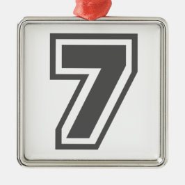 Nummer 7 metalen ornament