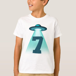 Nummer 7 Ontvoering UFO Alien Theme 7 Year Old Boy T-shirt