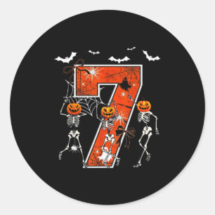 Nummer 7 Zes Zeven Meme 6 7 Halloween Dansend Skel Ronde Sticker