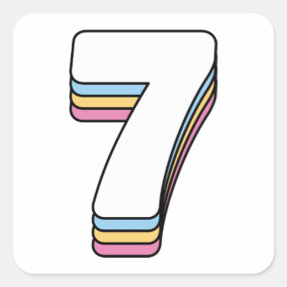 Nummer 7 Zeven Schattigee regenboogverjaardagsnumm Vierkante Sticker