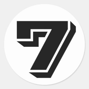 Nummer 7 Zeven Vineta Nummers van Janz White Ronde Sticker