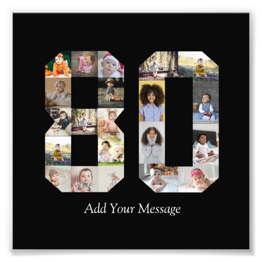 Nummer 80 Fotocollage Foto Afdruk (Voorkant)