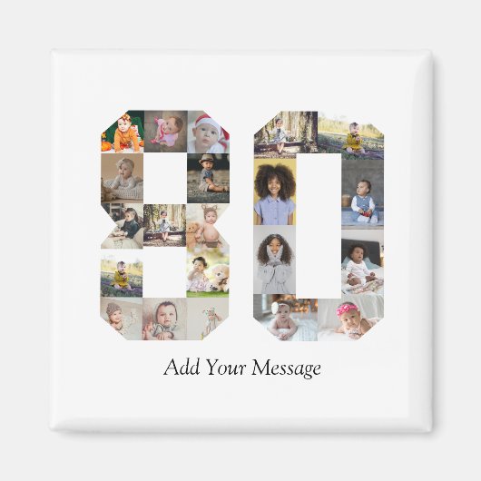 Nummer 80 Fotocollage Magneet (Voorkant)