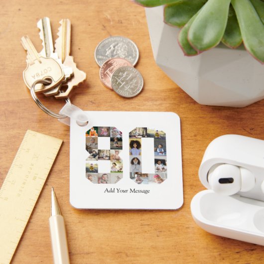 Nummer 80 Fotocollage Sleutelhanger (Bureau)