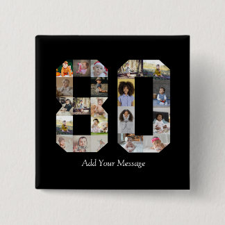 Nummer 80 Fotocollage Vierkante Button 5,1 Cm