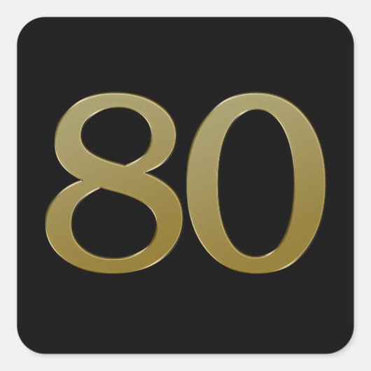 Nummer 80 Gold Square Sticker (Voorkant)