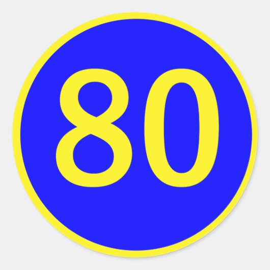 Nummer 80, in een cirkel ronde sticker (Voorkant)