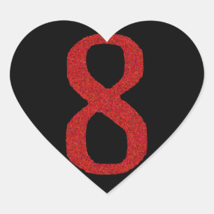 NUMMER 8 IN ROOD HART STICKER