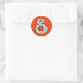 Nummer 8 ronde sticker (Tas)