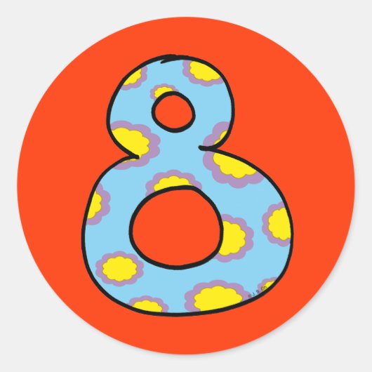 Nummer 8 ronde sticker (Voorkant)
