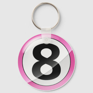 Nummer 8 roze Sleutelhanger