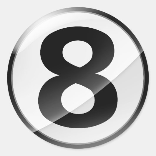 Nummer 8 Zwarte sticker (Voorkant)
