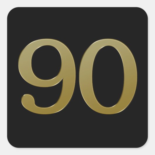 Nummer 90 Gouden Vierkante Sticker (Voorkant)