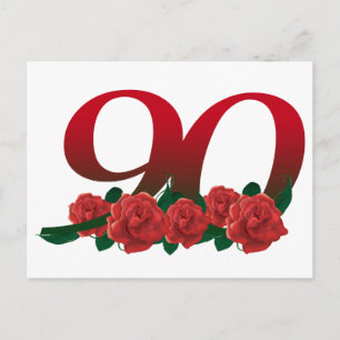 Nummer 90 of 90e verjaardag bloemen briefkaart