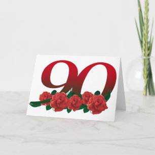 Nummer 90 of 90e verjaardag bloemen kaart