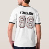 Nummer 98 met Cool Baseball Stitches Kijk T-shirt (Achterkant)
