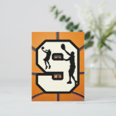 Nummer 9 Basketball en speler Briefkaart (Staand voorkant)