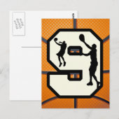 Nummer 9 Basketball en speler Briefkaart (Voorkant / Achterkant)