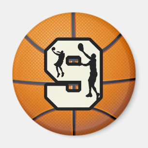 Nummer 9 Basketball en speler Magneet