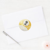 NUMMER 9 BILJART BAL - GEËRODEERD EN VEROUDERD RONDE STICKER (Envelop)
