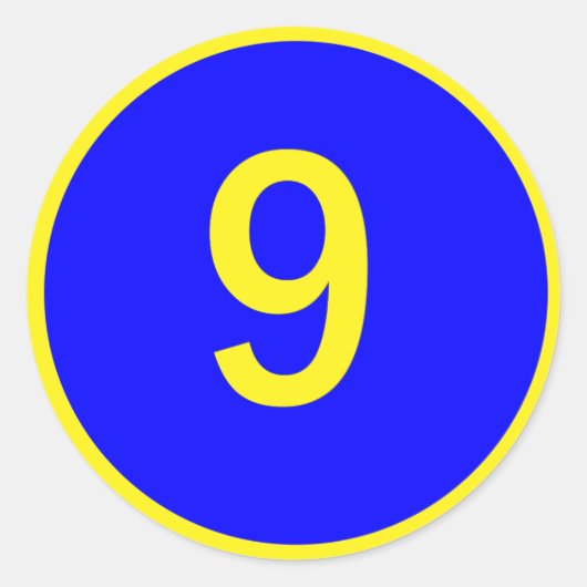 nummer 9 in een cirkel ronde sticker (Voorkant)
