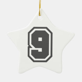 Nummer 9 keramisch ornament